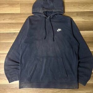 Vintage fade Navy blue Nike hoodie with embroidered logo MEN SIZE L